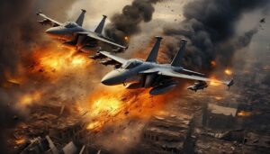 jet, airplane, plane, aircraft, flight, war, aviation, military, flying, army, bomb, bombing, explosion, fire, smoke, explode, gaza, palestine, israel, occupation, genocide, missile, ai generated